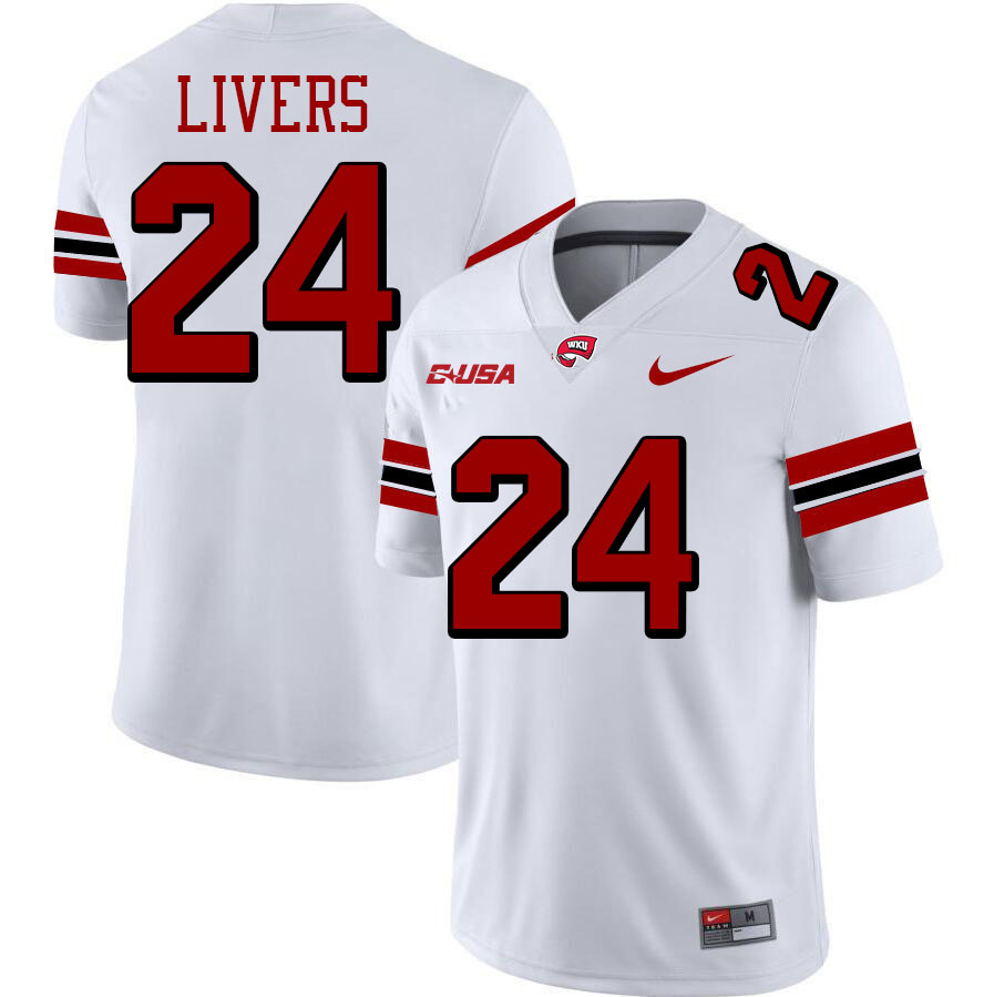 Virgil Livers WKU Jersey,Western Kentucky Hilltoppers #24 Virgil Livers Jersey Youth-White